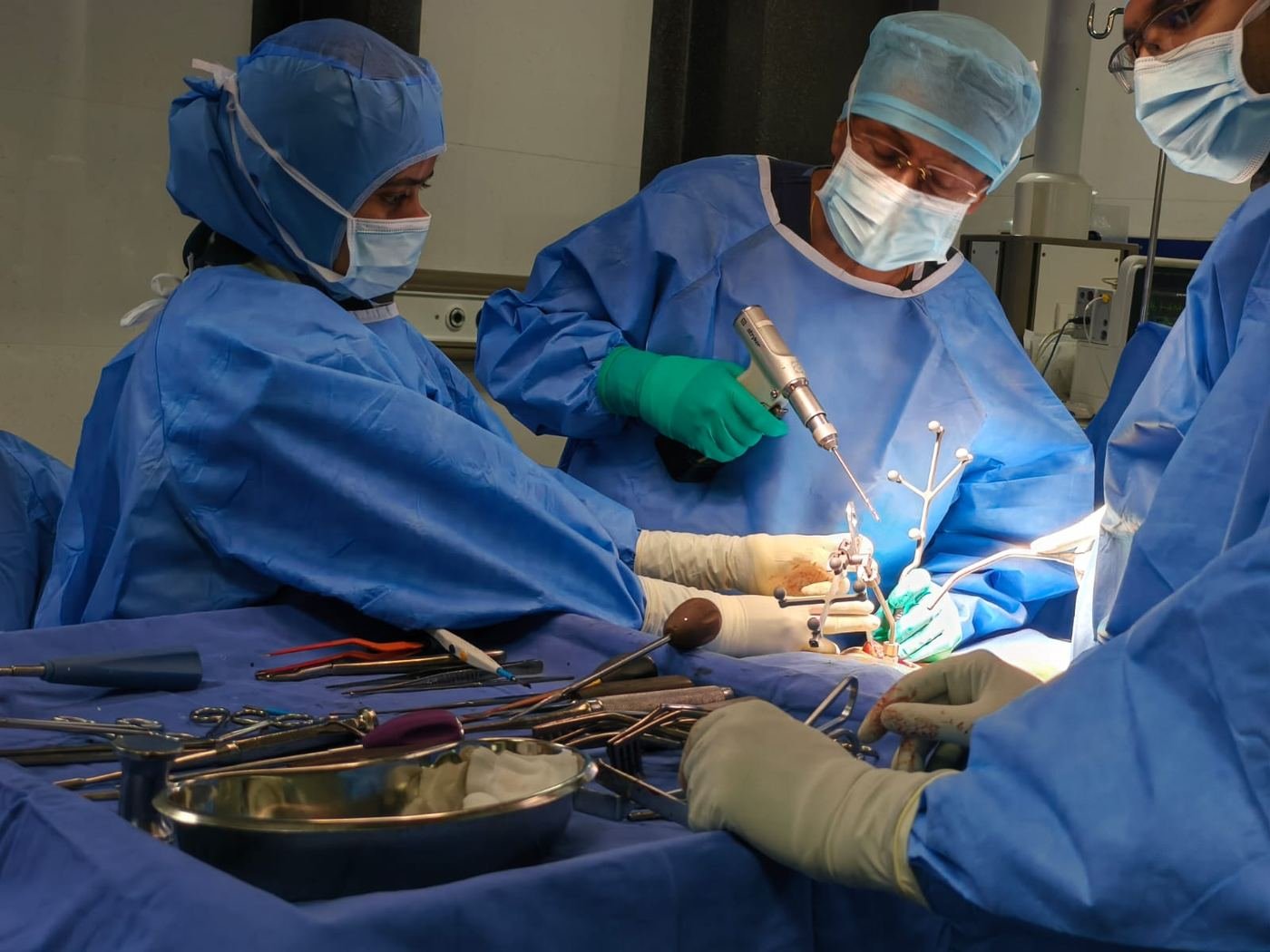 Surgical site during a live clinical case